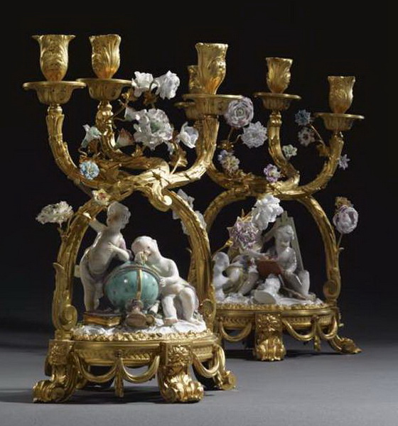 Фарфоровые канделябры, изготовленные в Мейсене - 1755 г.