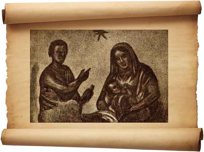 Рис. 5. Богоматерь и пр. Исаия. Фреска в катакомбе Прискиллы в Риме.